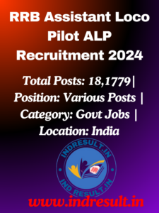 RRB Assistant Loco Pilot ALP Recruitment 2024