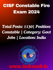 CISF Constable Fire 2024 Recruitment